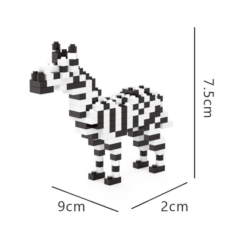 智恩创拼 动物系列ZP709斑马微颗粒拼装积木玩具