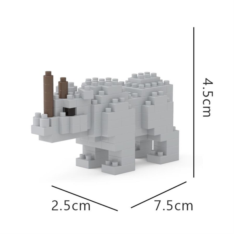 智恩创拼 动物系列ZP716犀牛微颗粒拼装积木玩具